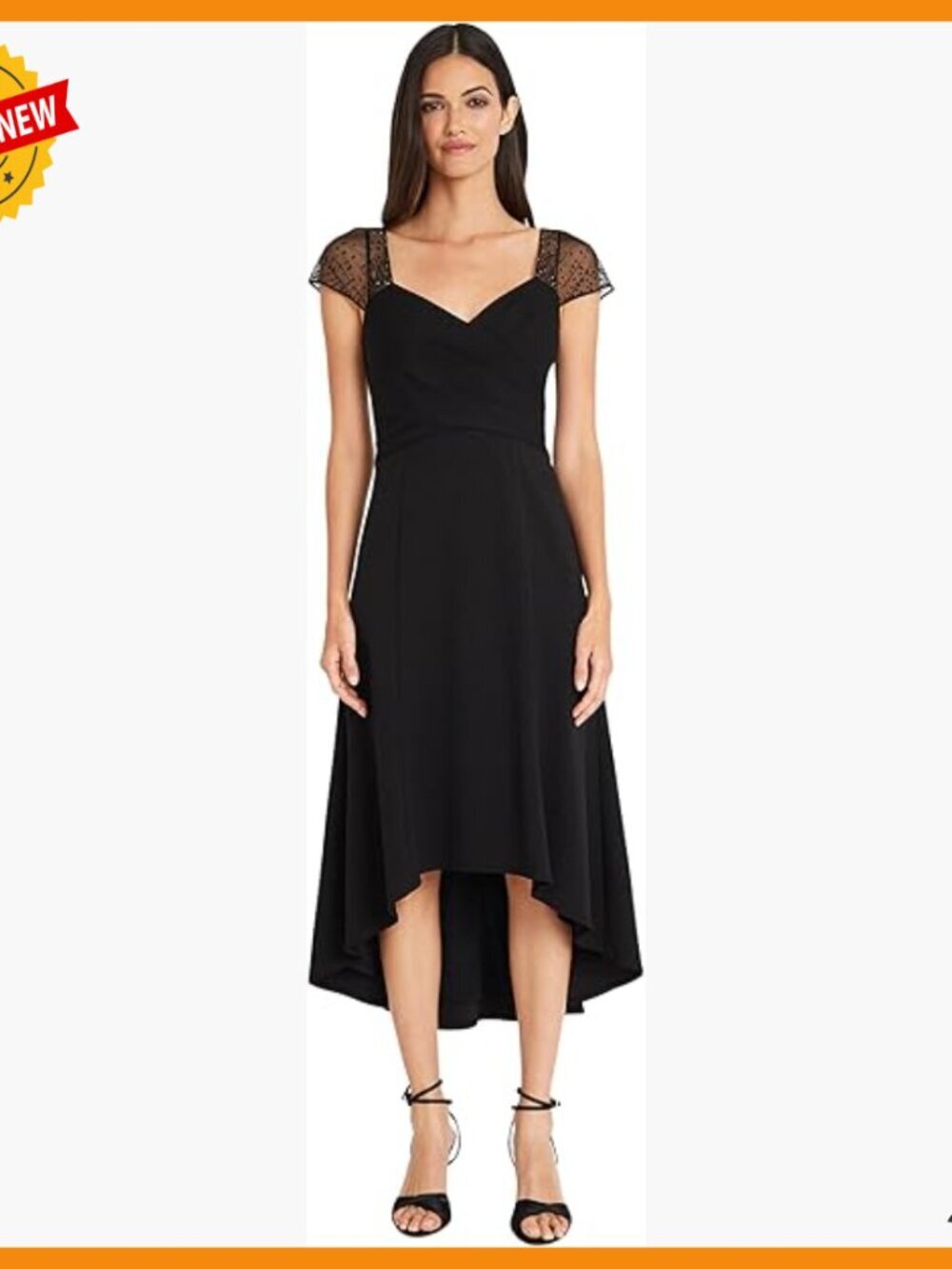 Elegant High-Low Cocktail Dress with Sweetheart Neckline, Mesh Sleeves